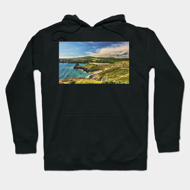 View Over Three Cliffs Bay South Wales Hoodie by IanWL